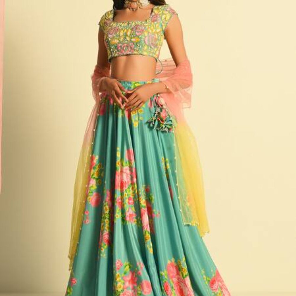 Neha Chopra Tandon  Blue Printed Lehenga Set